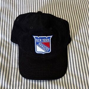 New York Rangers New Era Adjustable Strap Hat.  Black Corderoy. OSFM